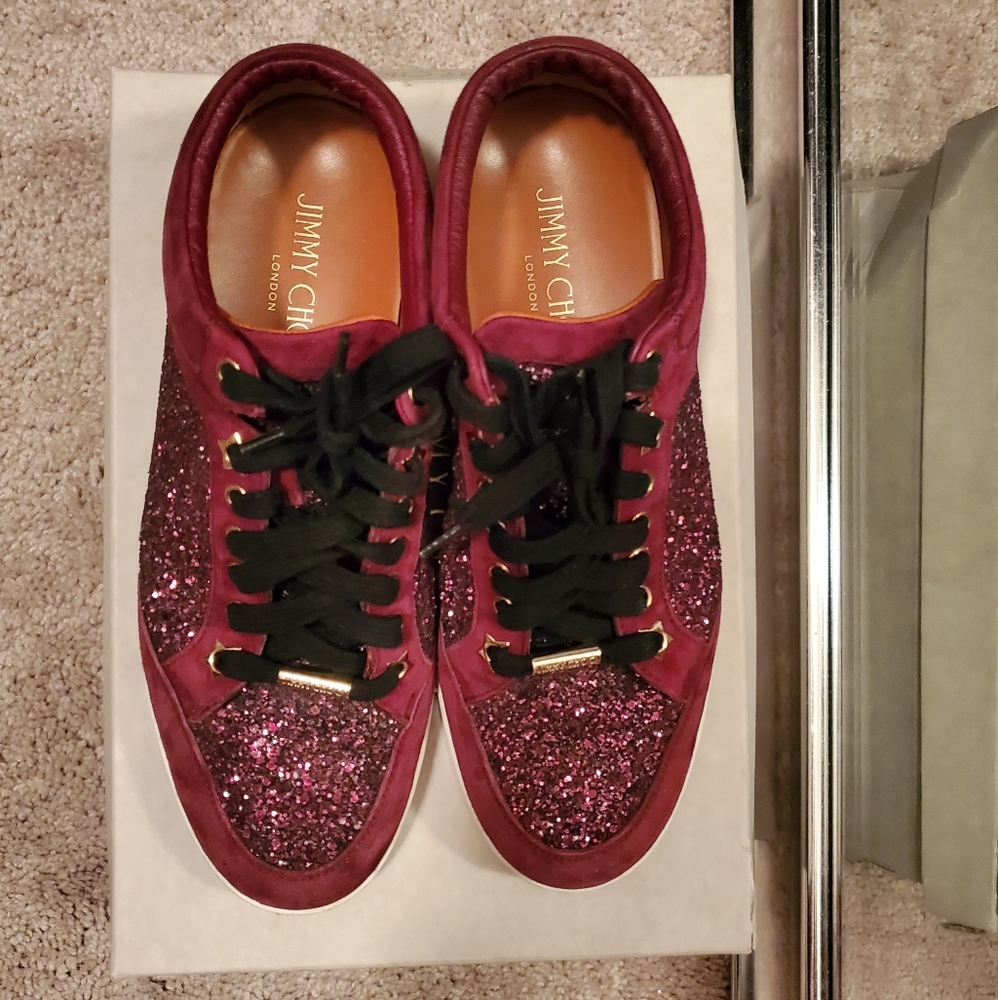 Jimmy Choo Miami Glitter Sneakers EU 39 US 8
